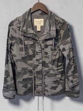 American Rag Grey Camo Utility Jacket Womens Size M